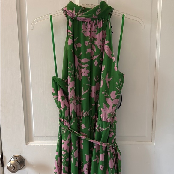 Scoop for Walmart Floral Green Midi Halter Dress - Picture 4 of 5